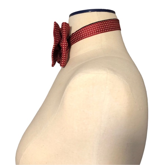 CHRISTIAN DIOR Silk Polka Dot Bow Tie Red with Tan Dots - Picture 3 of 8
